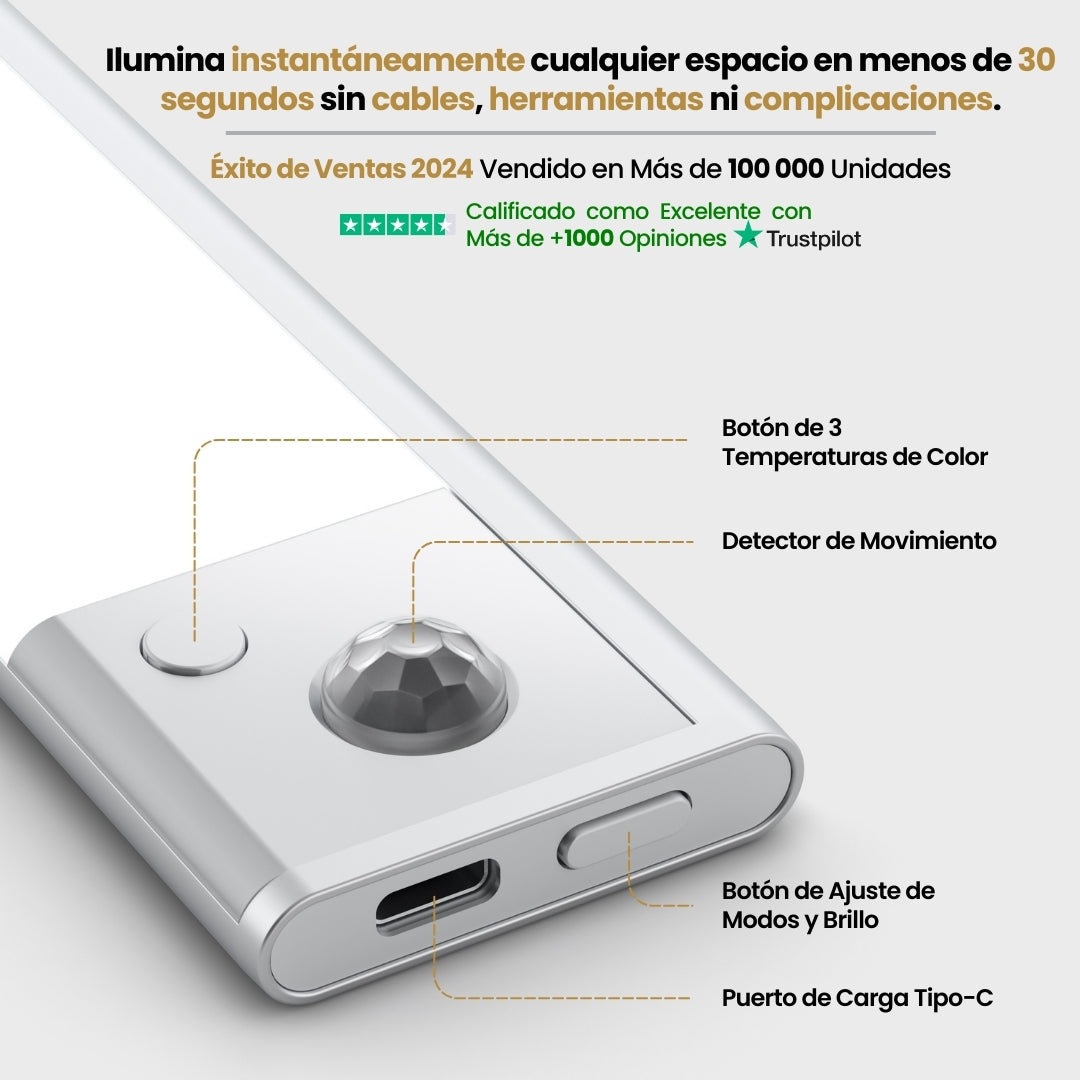 Movimiento 3.0™ | Regleta LED inalámbrica con sensor de movimiento